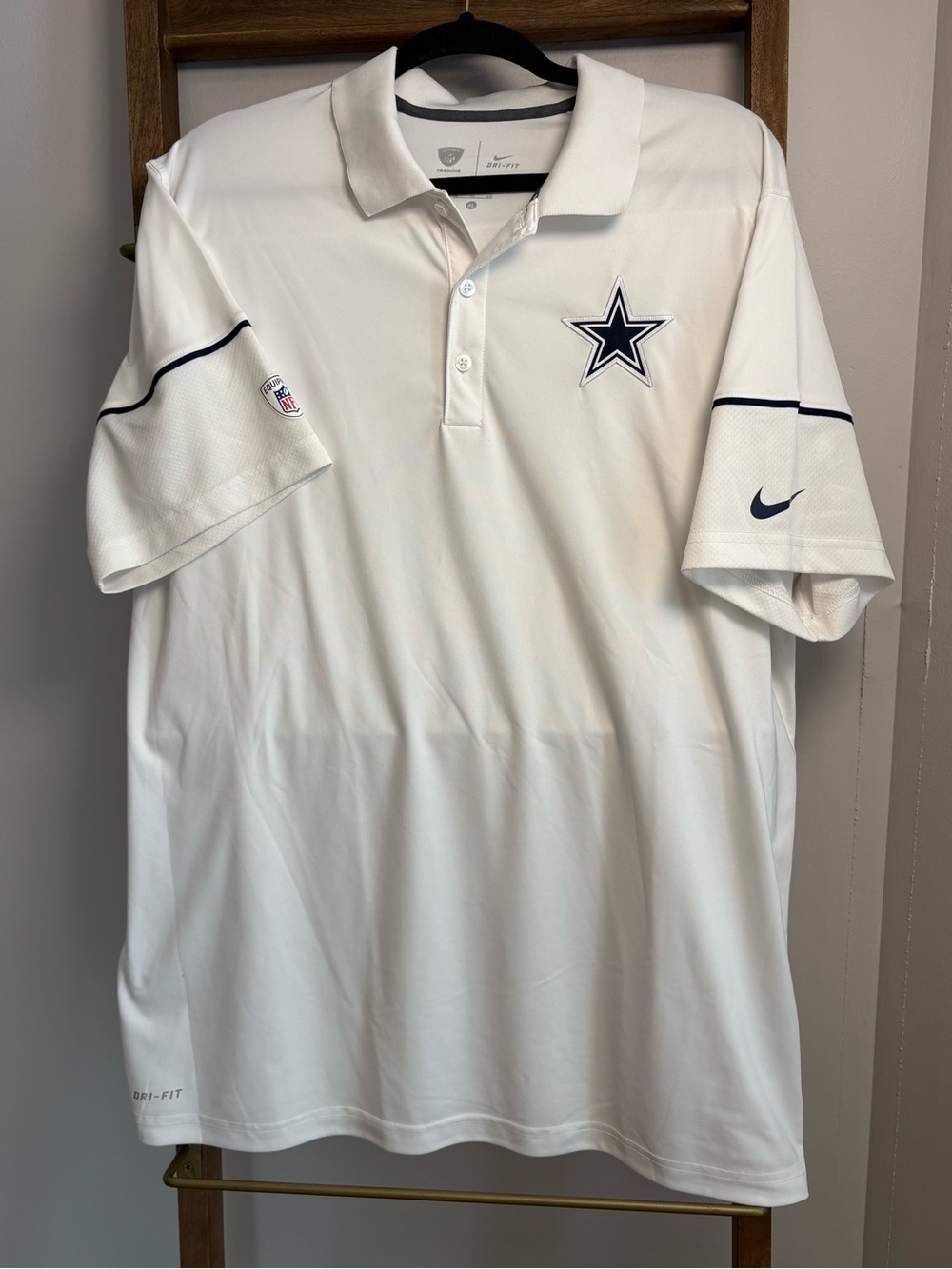 Nike White Polo with Navy Star and Accents